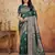 Green color woven work silk blend saree with blouse