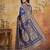 Navy blue color woven work silk blend saree with blouse