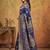 Navy blue color woven work silk blend saree with blouse
