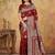 Maroon color woven work silk blend saree with blouse
