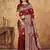 Maroon color woven work silk blend saree with blouse
