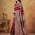 Maroon color woven work silk blend saree with blouse