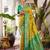 Musturd yellow color woven work soft silk party wear saree with blouse