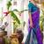 Violet color woven work soft silk party wear saree with blouse