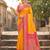 Yellow color woven work soft silk party wear saree with blouse