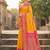 Yellow color woven work soft silk party wear saree with blouse
