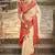 Cream color woven work soft silk party wear saree with blouse