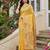 Yellow color woven work soft linen cotton saree with blouse