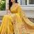 Yellow color woven work soft linen cotton saree with blouse