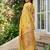 Yellow color woven work soft linen cotton saree with blouse