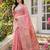 Pink color woven work soft linen cotton saree with blouse