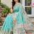 Sky blue color woven work soft linen cotton saree with blouse