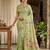 Green color woven work linen cotton party wear saree with blouse