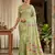 Green color woven work linen cotton party wear saree with blouse