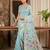 Skyblue color woven work linen cotton party wear saree with blouse