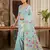 Skyblue color woven work linen cotton party wear saree with blouse