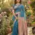 Blue color temple border zari woven linen cotton saree