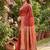 Red color temple border zari woven linen cotton saree