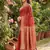 Red color temple border zari woven linen cotton saree