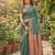 Green color temple border zari woven linen cotton saree
