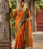 Musturd color soft silk zari woven women's beautiful saree with blouse