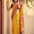 Yellow color pochampally silk zari woven women's indian saree