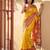 Yellow color pochampally silk zari woven women's indian saree