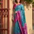Sky-blue color pochampally silk blend zari woven women's indian saree