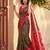 Olive green color pochampally silk zari woven women's indian saree