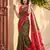 Olive green color pochampally silk blend zari woven women's indian saree