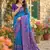 Blue color pochampally silk zari woven women's indian saree