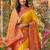 Yellow color pochampally silk zari woven women's indian saree