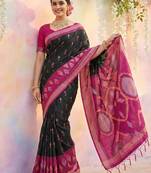 Black color soft silk zari woven women's indian saree