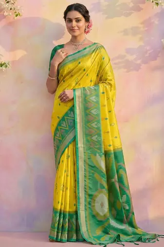 Green color soft silk zari woven women's indian saree