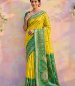 Green color soft silk zari woven women's indian saree