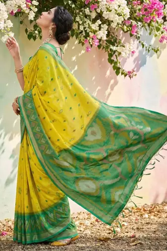 Green color soft silk blend zari woven women's indian saree