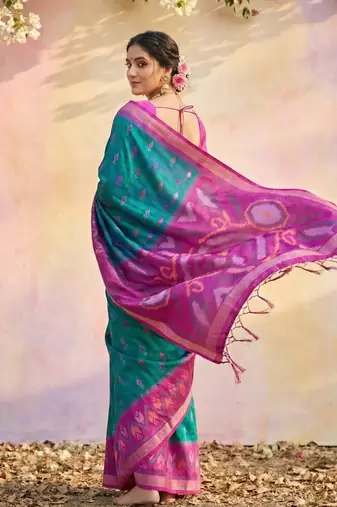 Skyblue color soft silk blend zari woven women's indian saree