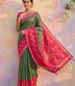Mehendi green color soft silk blend zari woven women's indian saree