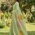 Green color print & zari woven work linen cotton saree with blouse