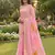 Pink color print & zari woven work linen cotton saree with blouse