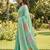 Sea green color print & zari woven work linen cotton saree with blouse