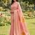 Peach color print & zari woven work linen cotton saree with blouse