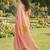 Peach color print & zari woven work linen cotton saree with blouse