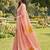 Peach color print & zari woven work linen cotton saree with blouse
