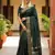 Bottle green  color print & zariw woven work soft silk blend saree with blouse