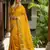 Gold  color print & zariw woven work soft silk saree with blouse
