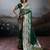 Dark green color silk blend zari weaving work saree with blouese