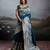 Navy blue color silk blend zari weaving work saree with blouese