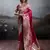 Maroon color silk blend zari weaving work saree with blouese