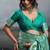 Rama green color silk blend zari weaving work saree with blouese
